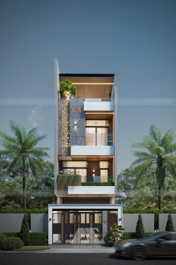 Mẫu nhà 1 trệt 2 lầu, 4 phòng ngủ đẹp