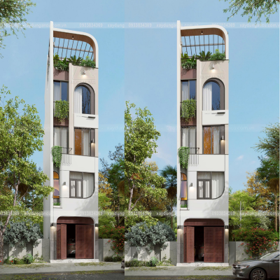 Mẫu thiết kế nhà phố hiện đại 4 tầng sân thượng ở Bình Thạnh